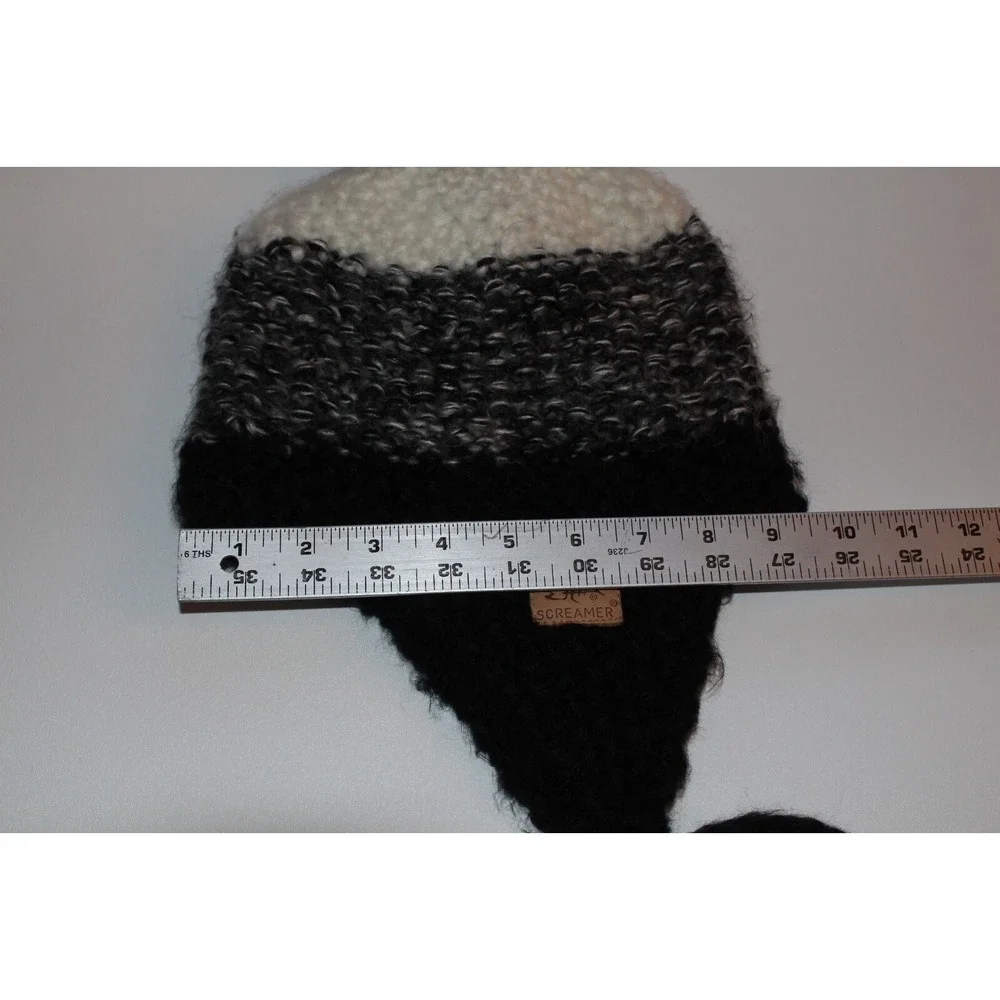 SCREAMER WINTER EAR FLAP KNIT BEANIE HAT‎ TASSELS FLEECE LINED